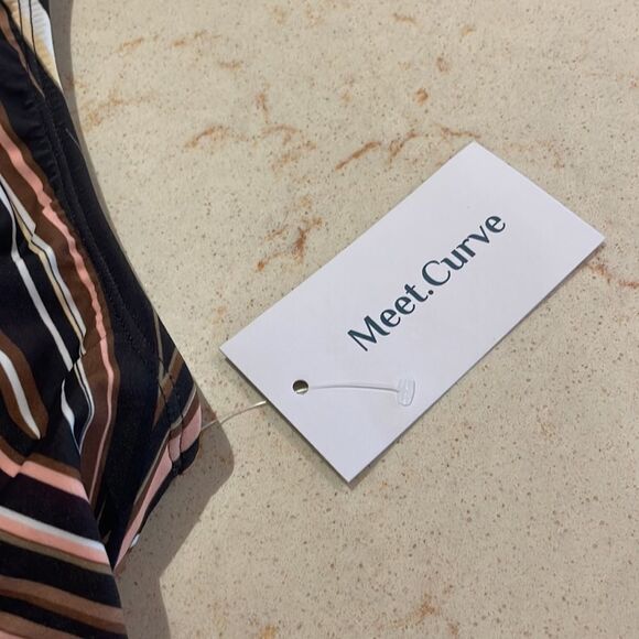 NWT Meet.Curve swimsuit brown striped one piece SZ 2XL - Picture 3 of 8